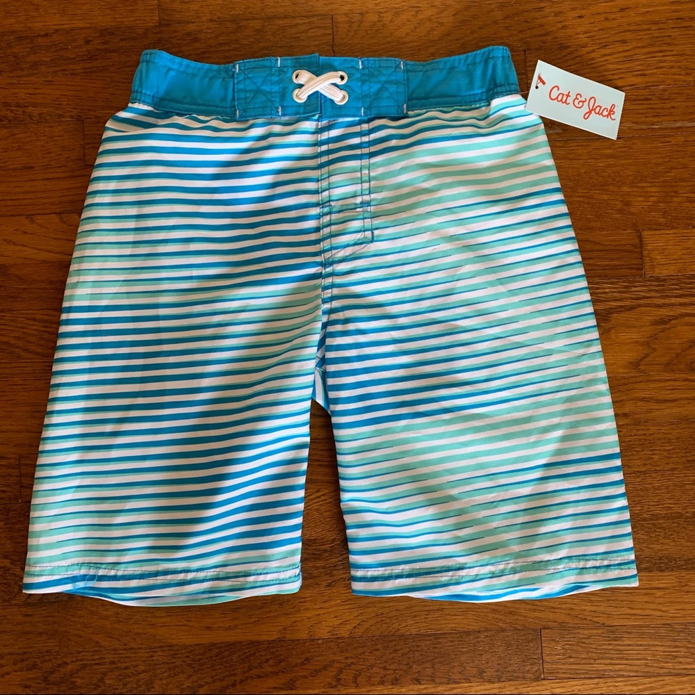 Boy’s Cat & Jack Swim Trunks Stripes Medium 8-10